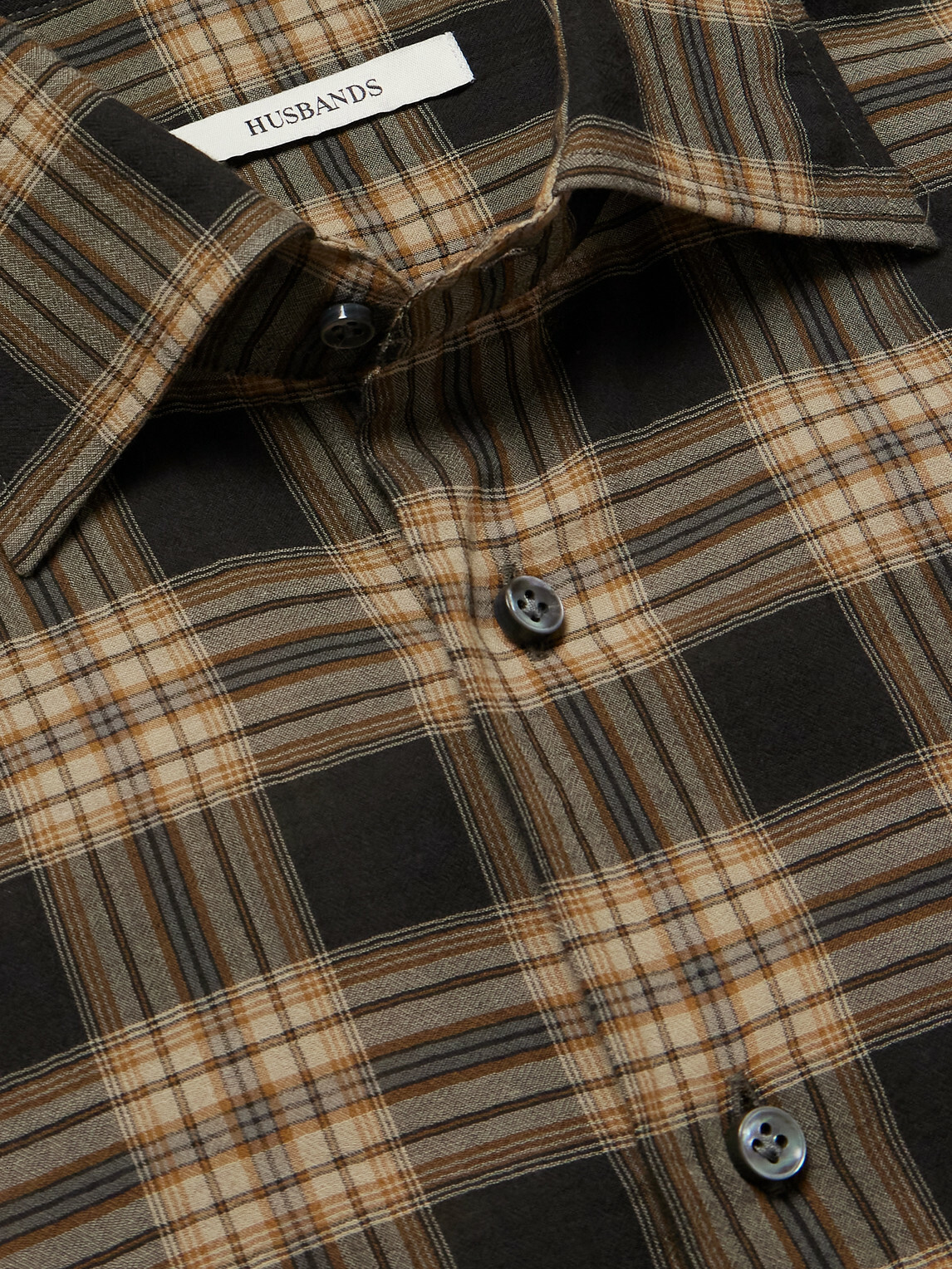 Husbands - Checked Cotton-Voile Shirt - Brown