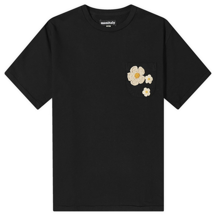 Photo: Monitaly Men's Pocket 3 Flower T-Shirt in Black