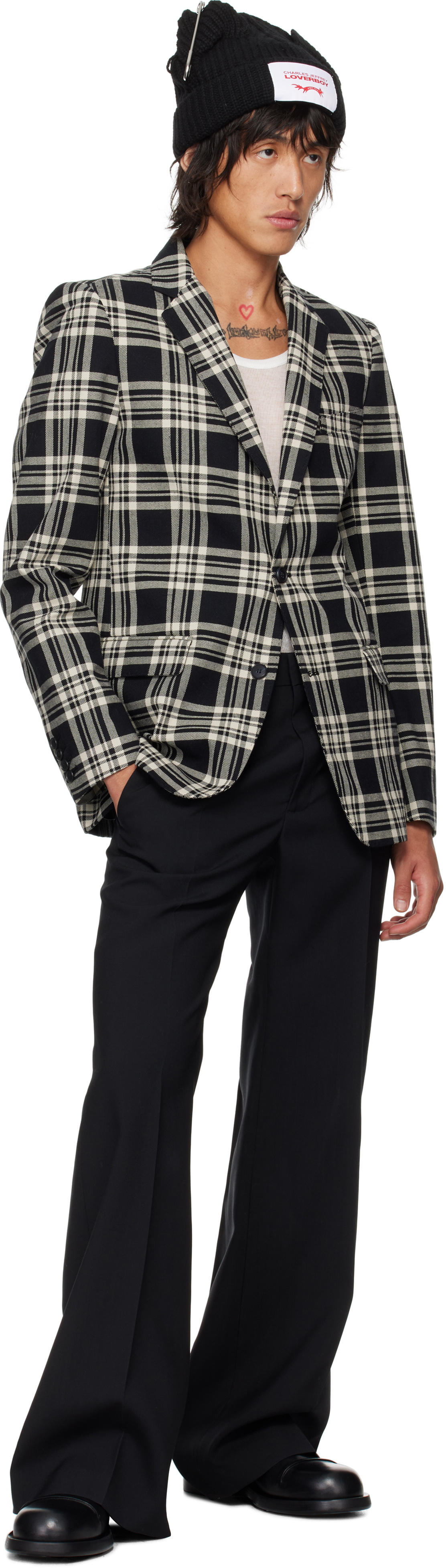 Walter Van Beirendonck Black & Beige Sharp Blazer