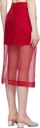 Maria McManus Red Lined Sheer Midi Skirt