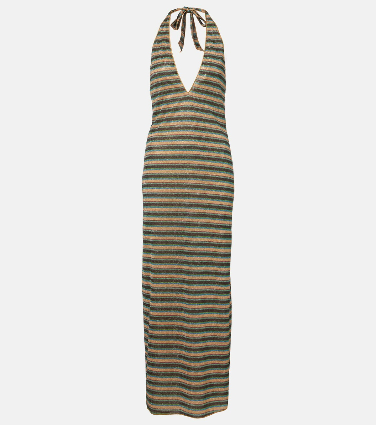 Oséree Lumière striped halterneck maxi dress