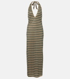 Oséree Lumière striped halterneck maxi dress