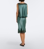 Dôen Elowette lace-trimmed silk satin midi skirt