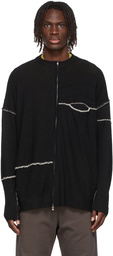 The Viridi-anne Black Hand Stitch Zip Cardigan