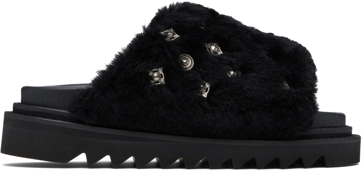 Toga Virilis Black Shearling Sandals
