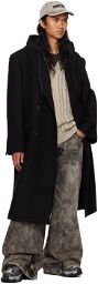 Juun.J Black Detachable Hood Coat
