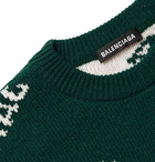 Balenciaga - Logo-Intarsia Wool-Blend Sweater - Green