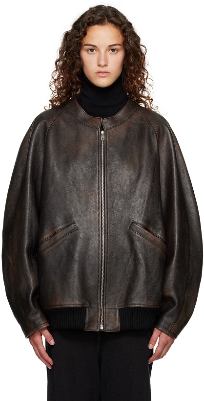 Photo: The Row Brown Kengia Leather Jacket