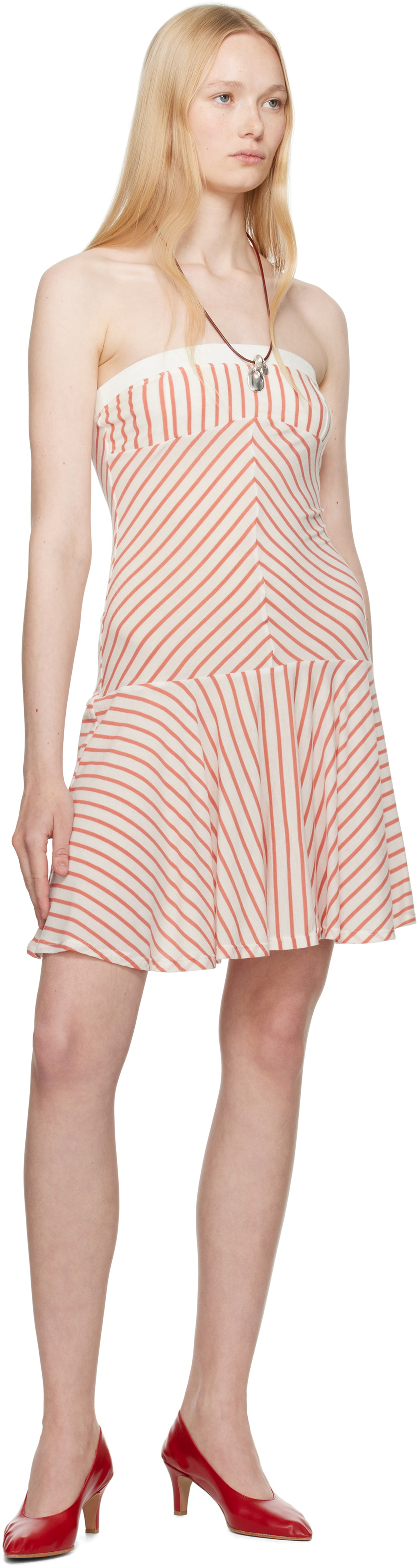 BELLE White & Orange Claro Minidress