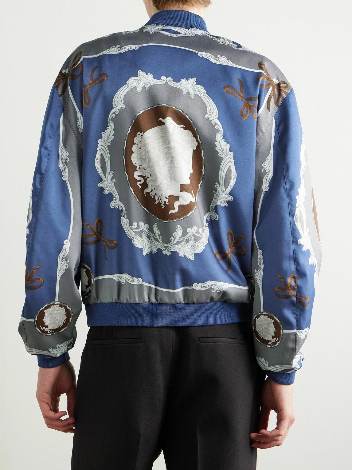 Versace - Printed Twill Bomber Jacket - Blue