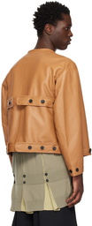 T/SEHNE Orange Button Leather Jacket