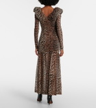 Ganni Leopard-print cloqué maxi dress