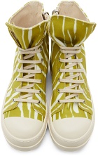 Rick Owens Drkshdw Green & Off-White Zebra Sneakers
