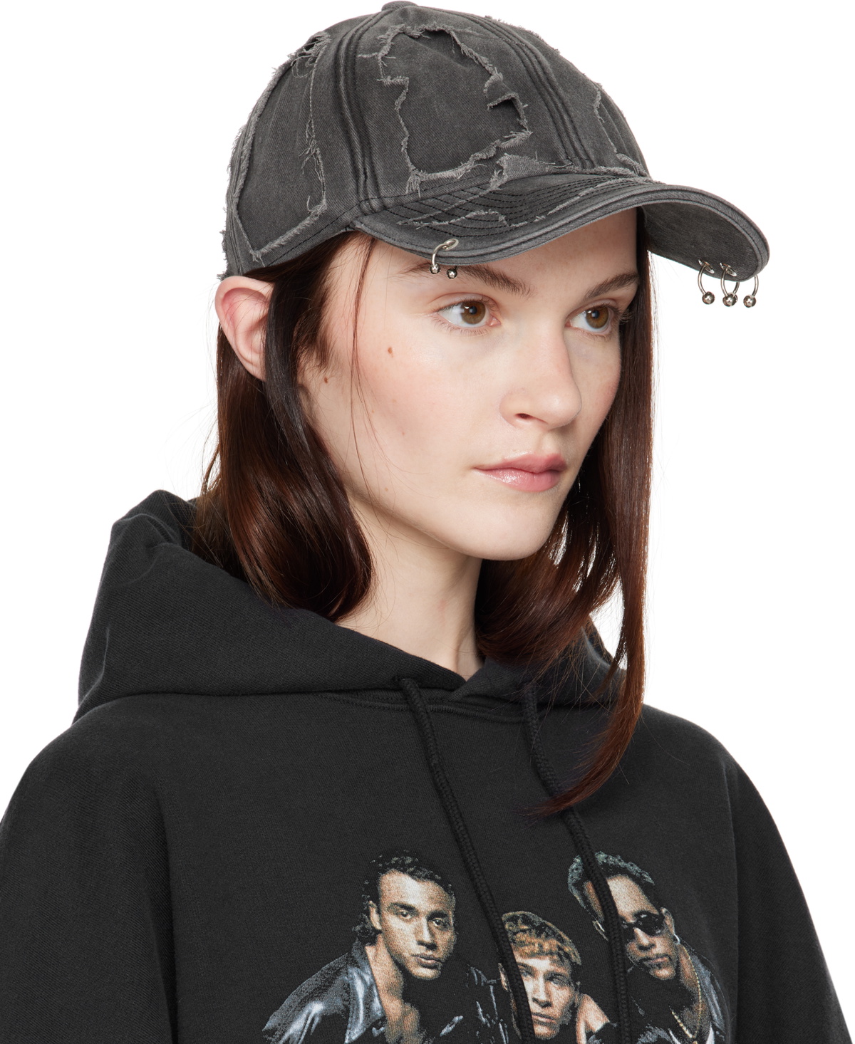 VETEMENTS Black Destroyed Logo Cap