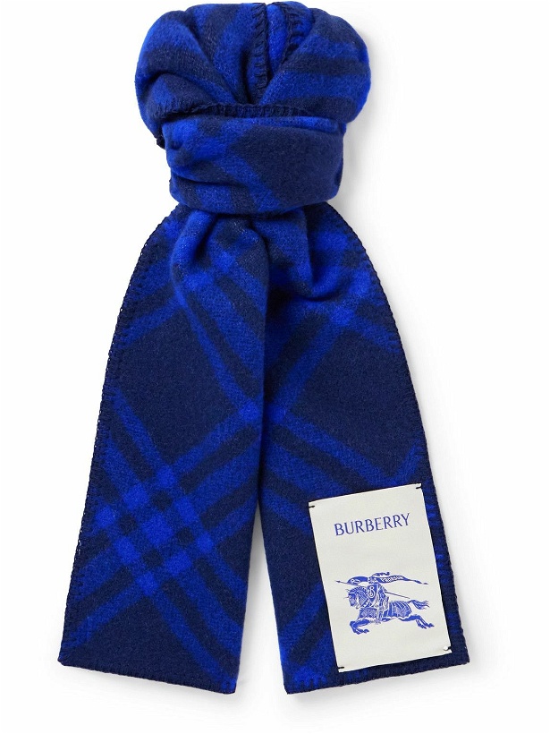 Photo: Burberry - Logo-Appliquéd Checked Wool Scarf