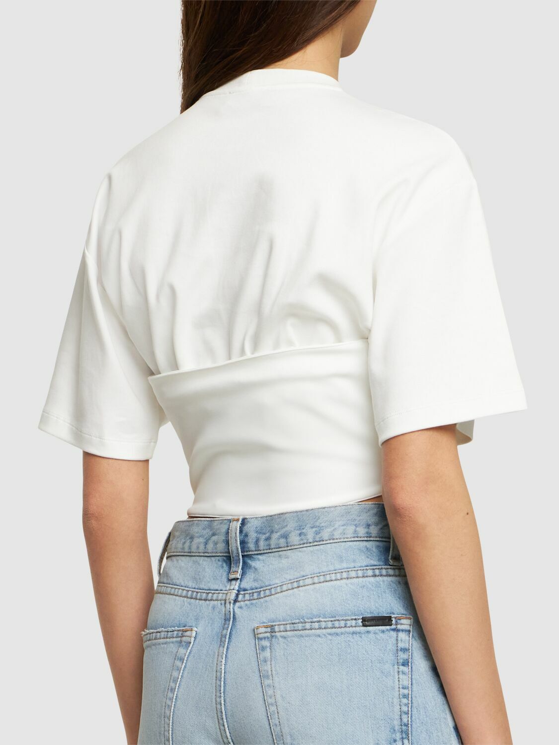 【関税込み】Mugler ホワイト Corseted トップス white laced corset poplin shirt | MUGLER Official Website
