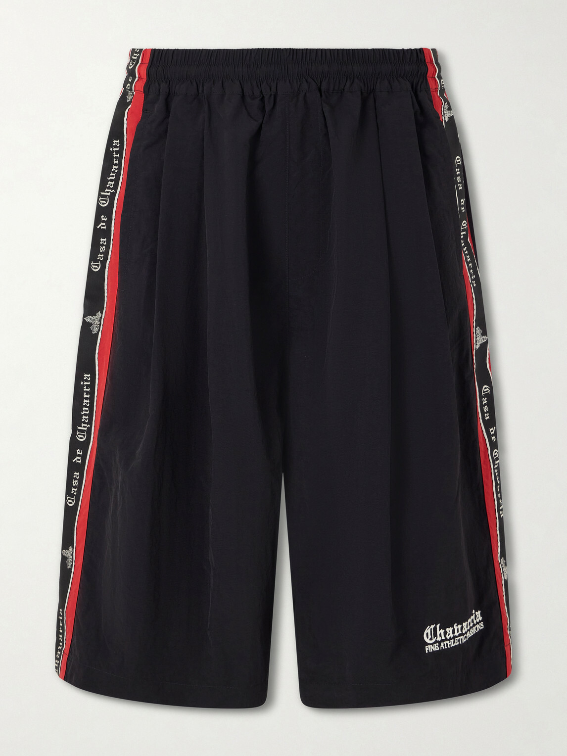 Willy Chavarria - Orale Track Wid-Leg Shorts - Black