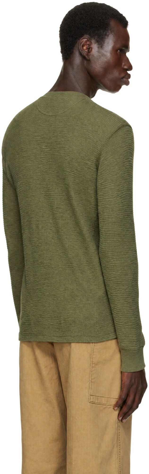 RRL Khaki Waffle-Knit Henley