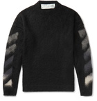 Off-White - Logo-Intarsia Mohair-Blend Sweater - Black