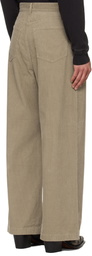 TONYWACK Beige Washed Corduroy Wide-Leg Trousers