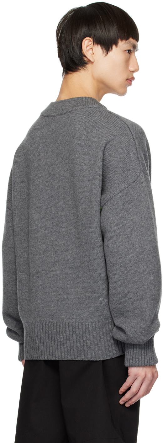AMI Paris Gray Ami de Cœur Cardigan AMI