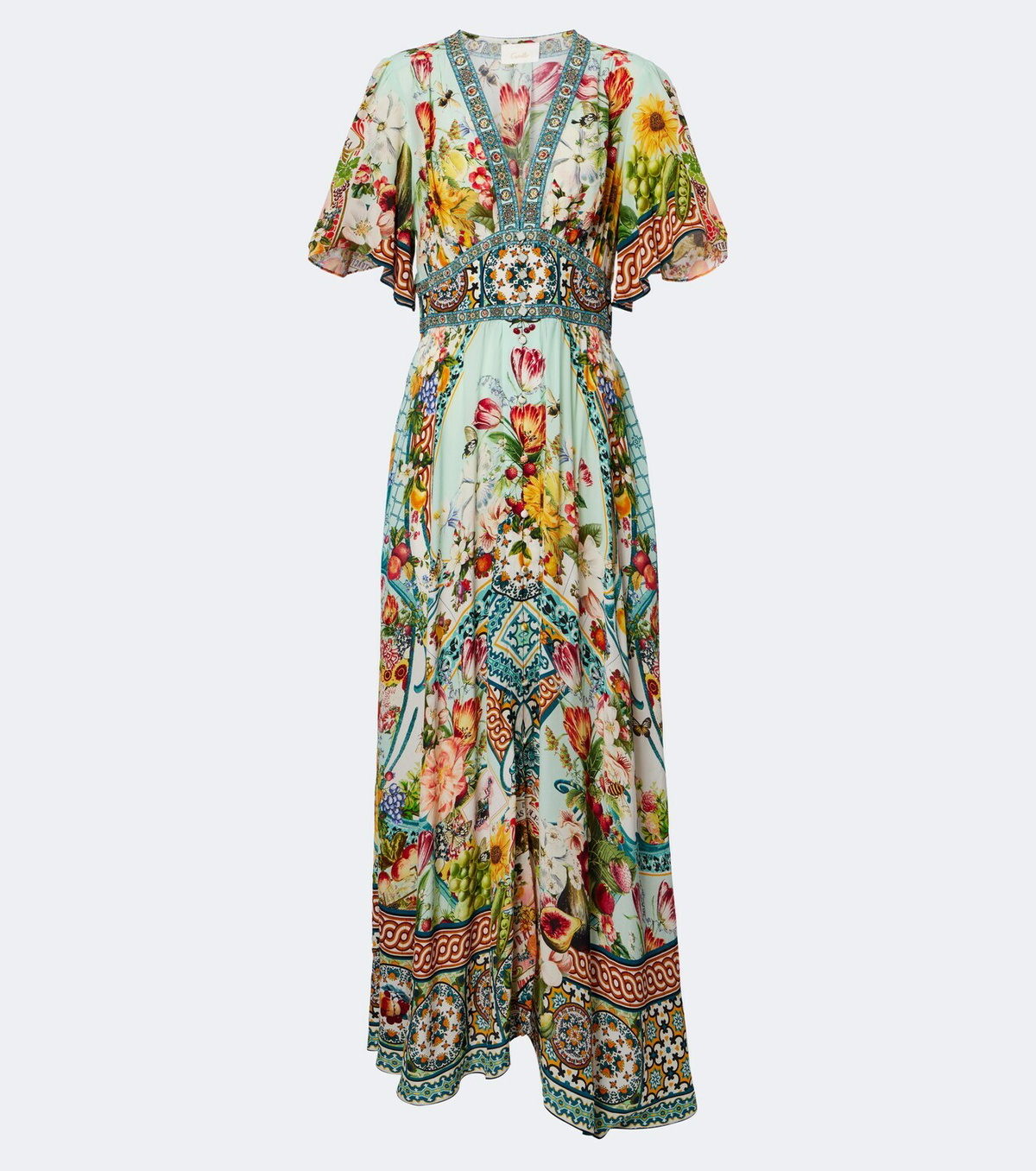 Camilla Embellished floral silk maxi dress