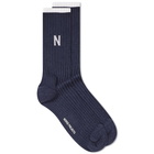 Norse Projects Men's Bjarki Varsity N Sock in Dark Navy