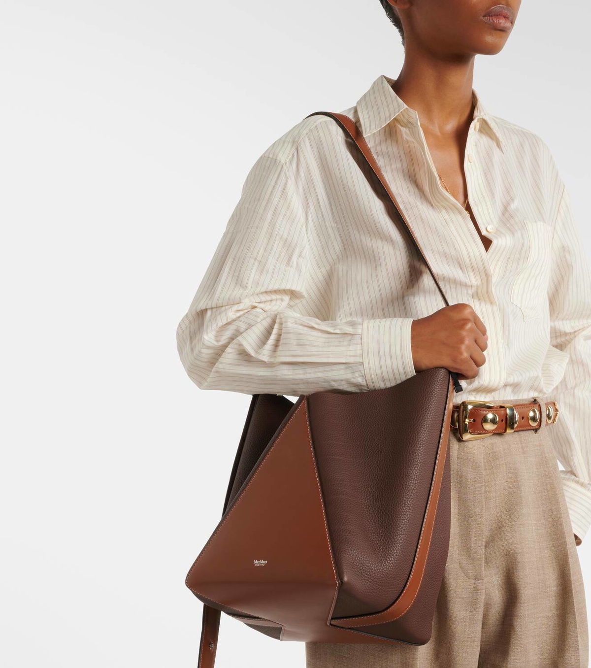 24PF new/Max Mara MMBucketスモールバケットバッグ Bag Brown Max Mara MMBucket Small leather bucket bag Max Mara