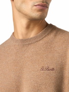 MC2 Saint Barth Man Crewneck Camel Sweater With St. Barth Embroidery