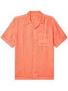 120% - Camp-Collar Linen Shirt - Orange