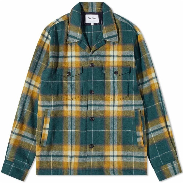 Photo: Corridor Men's Ombre Plaid Military Jacket in Green