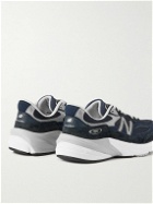 New Balance - 990 V6 Leather-Trimmed Suede and Mesh Sneakers - Blue