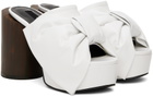 Pushbutton White Ribbon Platform Heels