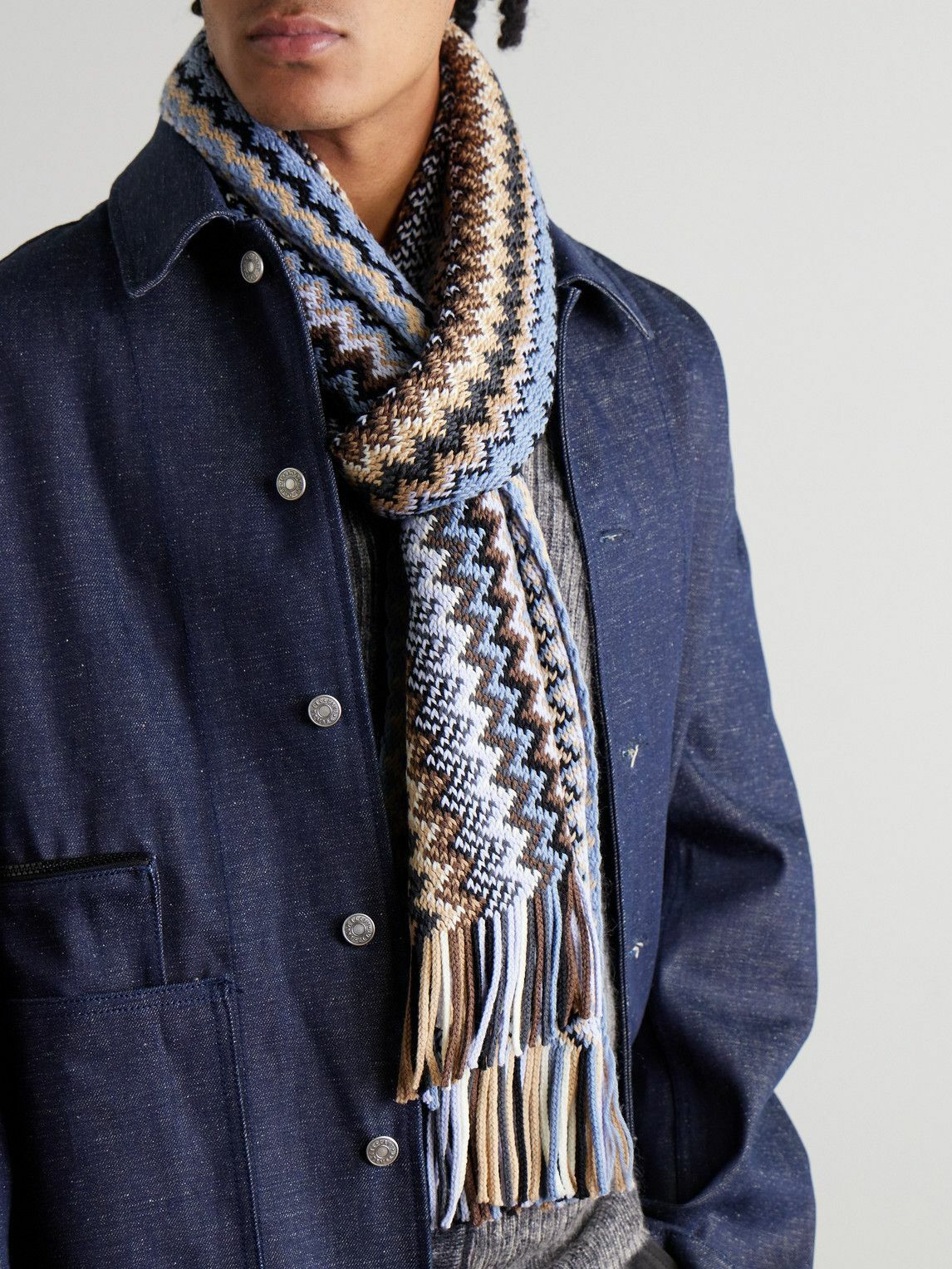 Missoni - Fringed Jacquard-Knit Wool Scarf