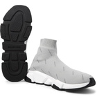 Balenciaga - Speed Sock Logo-Print Stretch-Knit Sneakers - Men - Light gray