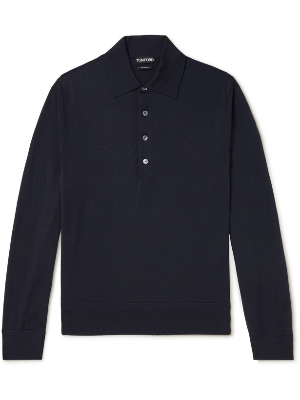 Photo: TOM FORD - Slim-Fit Wool Polo Shirt - Blue