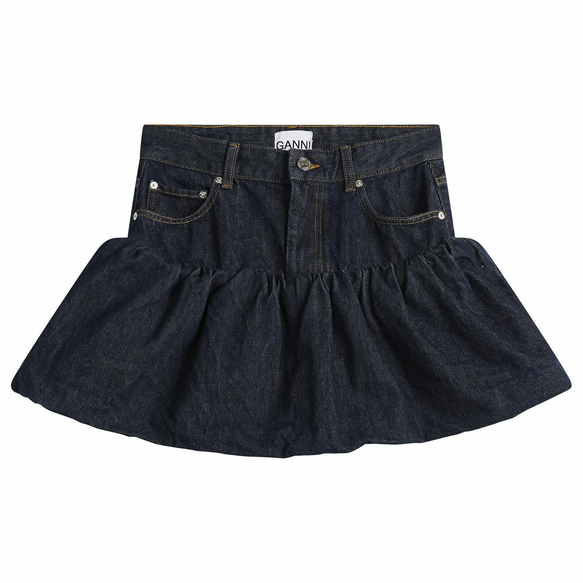 GANNI Women's Denim Bubble Mini Skirt in Rinse