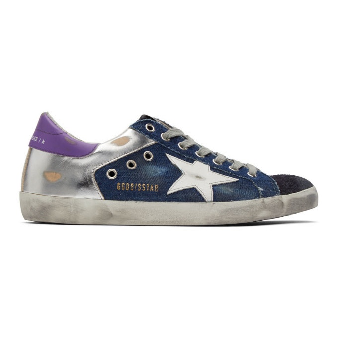 Photo: Golden Goose Blue and Silver Denim Superstar Sneakers