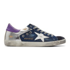 Golden Goose Blue and Silver Denim Superstar Sneakers