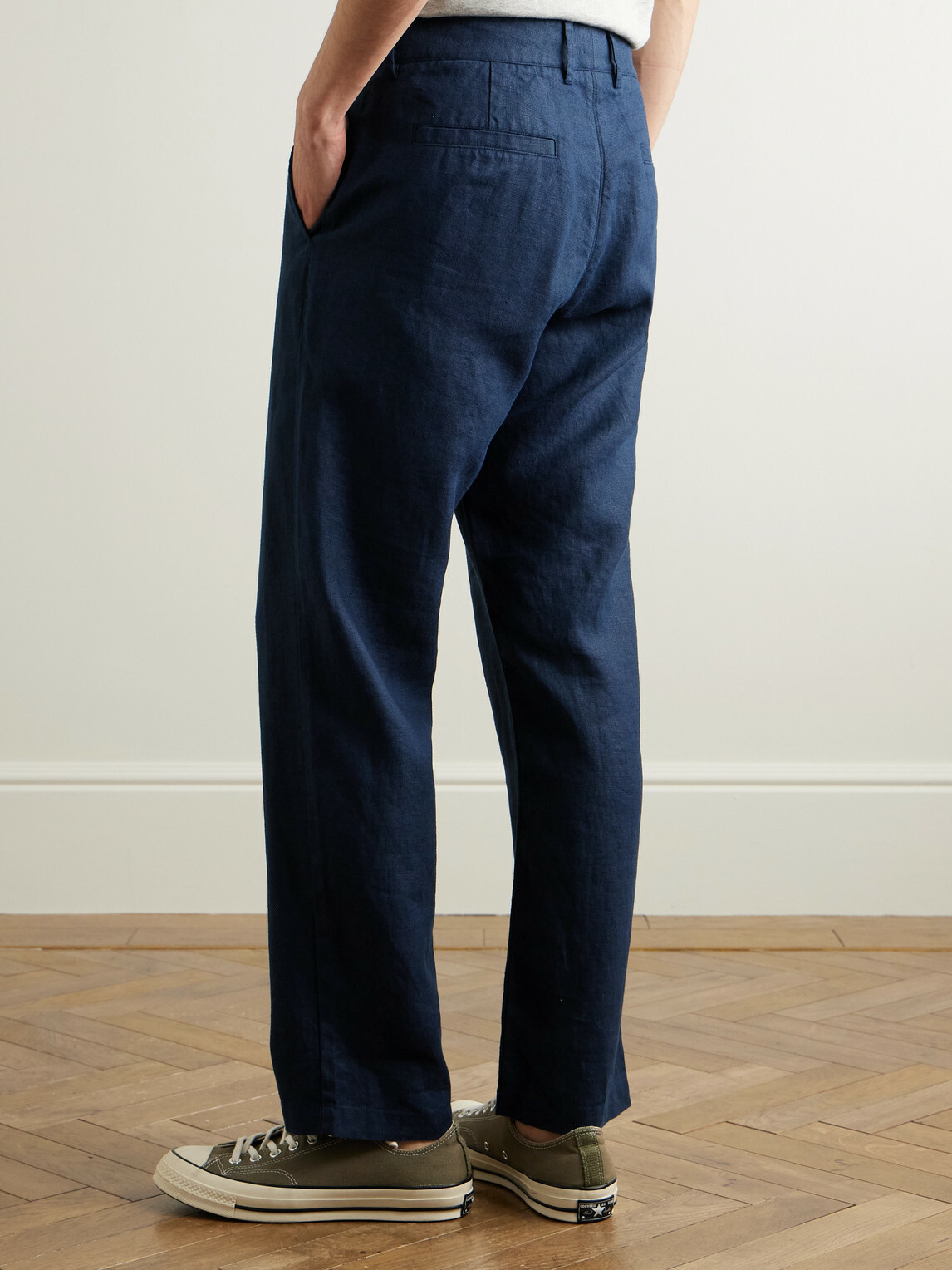 NN07 - Aden 1454 Straight-Leg Linen Suit Trousers - Blue