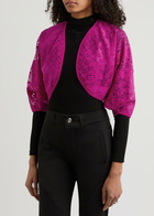 High Joyful Cropped Lace Cardigan Pink