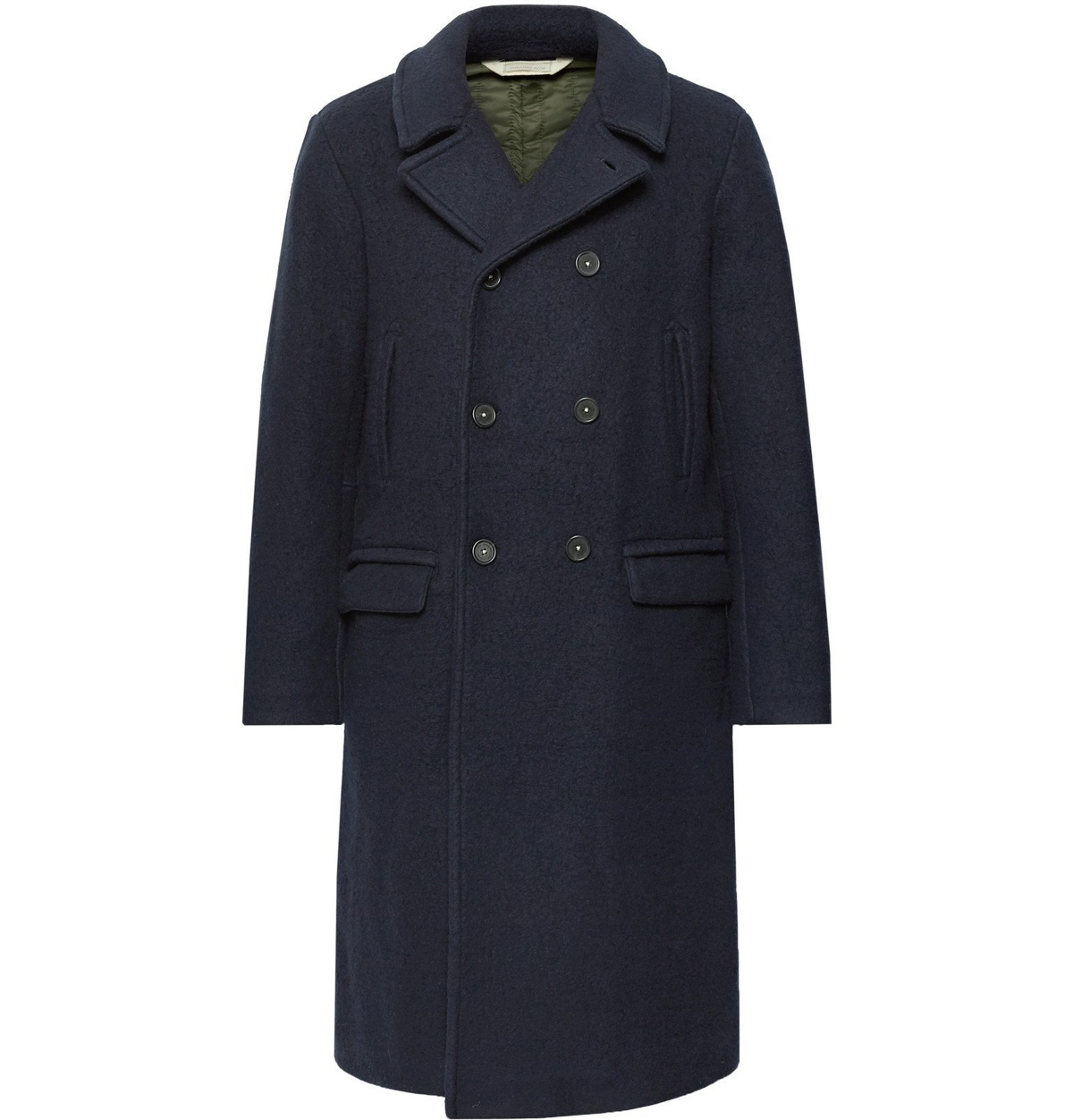 Photo: Massimo Alba - Double-Breasted Brushed Wool-Blend Overcoat - Blue