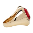 Alexander McQueen Gold and Red Logo Ring