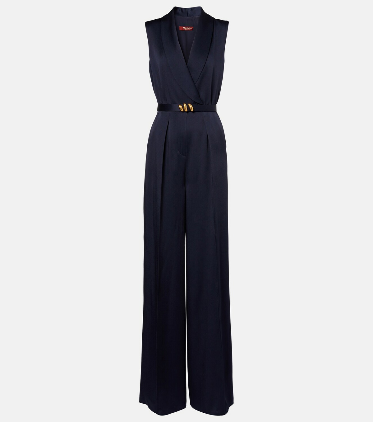 Max Mara Elegante belted satin jumpsuit
