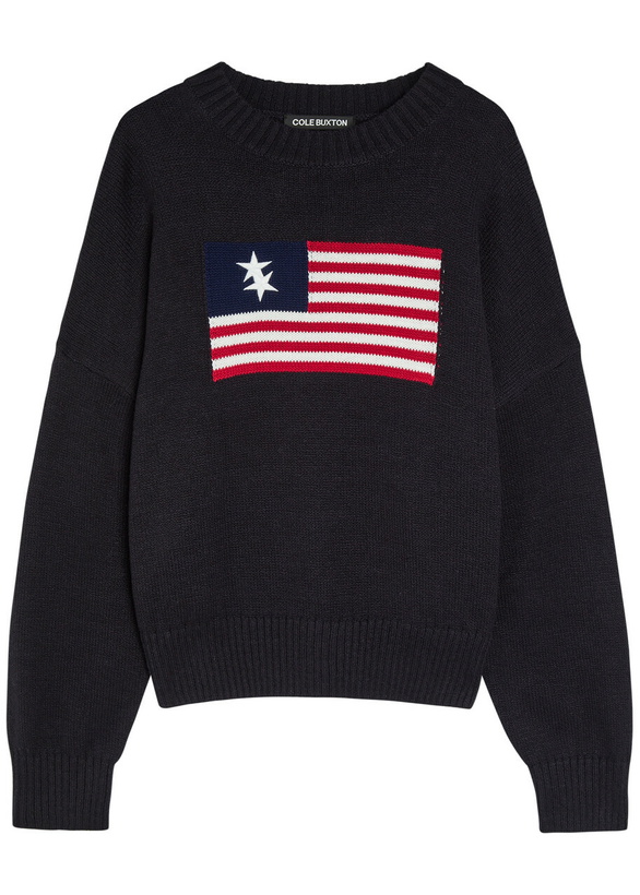 Photo: Cole Buxton Intarsia Fine-knit Cotton Jumper Navy