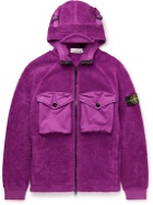 Stone Island - Logo-Appliquéd Shell-Trimmed Fleece Hooded Jacket - Purple