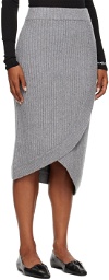 LVIR Gray Unbalanced Midi Skirt