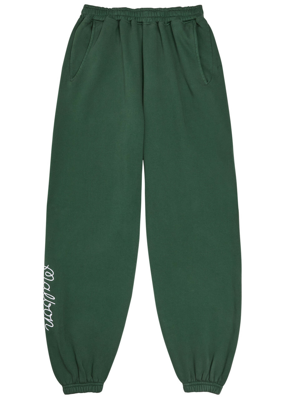 Malbon Clubhouse Logo Cotton Sweatpants Green