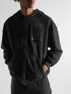 Balenciaga - Gaffer Logo-Embroidered Distressed Cotton-Jersey Zip-Up Hoodie - Black