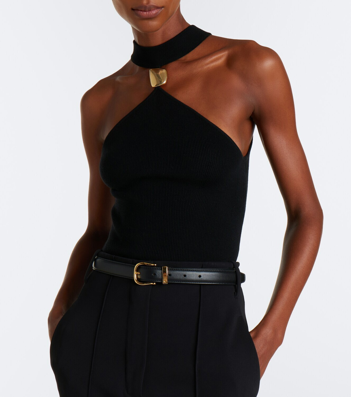 Simkhai Renlen embellished halterneck wool top
